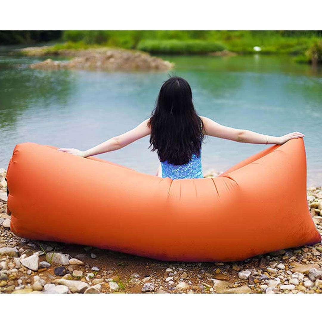 2X Fast Inflatable Sleeping Bag Lazy Air Sofa Orange $ 86