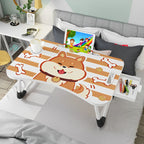 SOGA 2X Cute Dog Design Portable Bed Table Adjustable Foldable Bed Sofa Study Table Laptop Mini Desk with Drawer and Cup Slot Home Decor