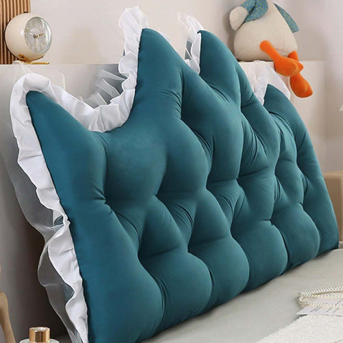 SOGA 2x120cm Crown Pillows Tufted Teal Headboard Cushion Set