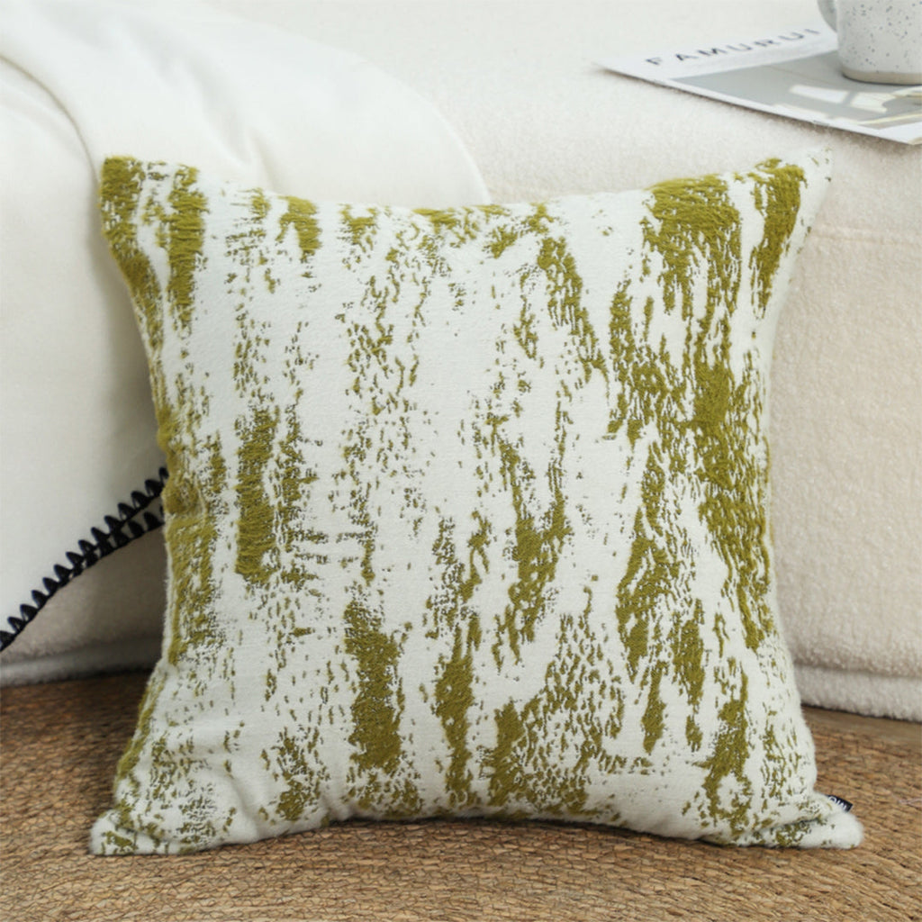 SOGA 2X 50cm Throw Pillow White and Olive Green Deluxe Polyester Fiber and Cotton for Home Decor