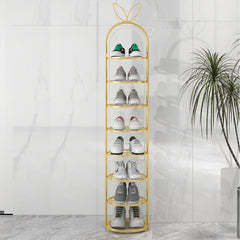 SOGA 2X 7 Tier Bunny Ears Gold Plated Metal Shoe Organizer Space Saving Portable Footwear Storage Shelf
