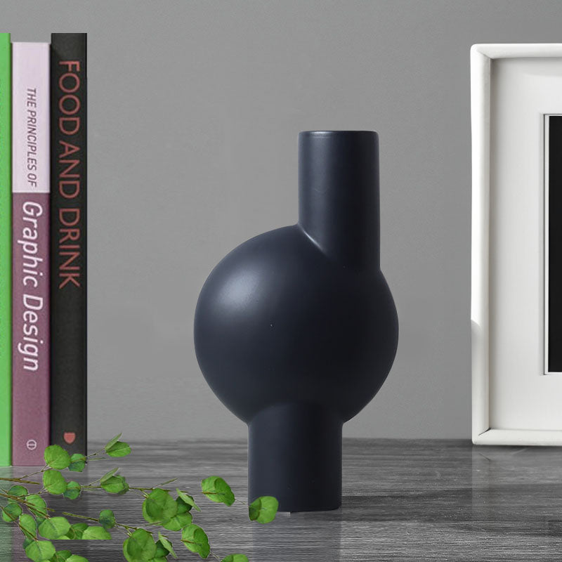 SOGA 2X 17x32cm Medium Ornament a Modern Abstract Vase Decorative Object Unique Shape with Narrow Neck for Home Decor