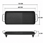 SOGA 2X 68cm Electric BBQ Grill Teppanyaki Plate Non-Stick Surface Hot Plate Kitchen 6-8 Person