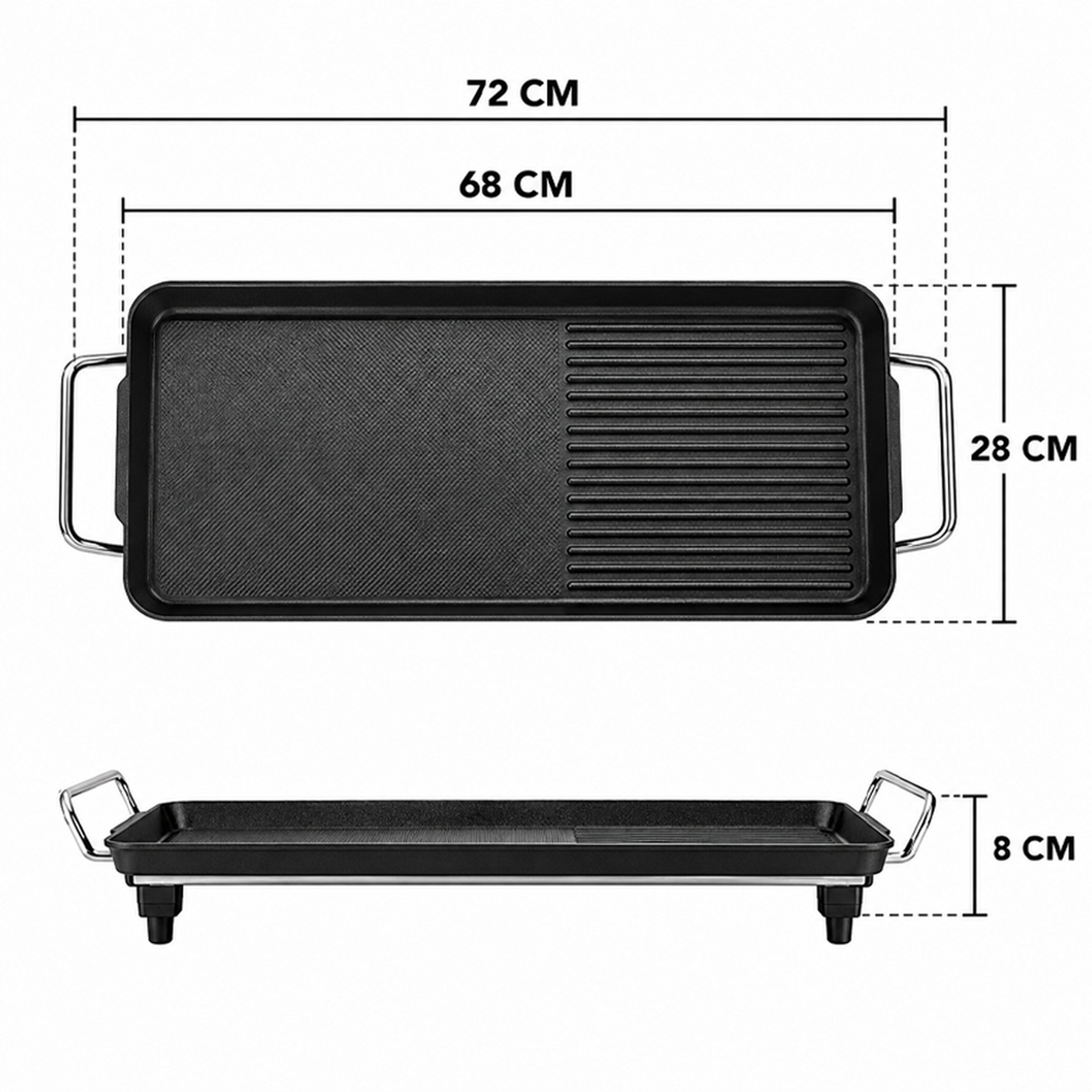 SOGA 2X 68cm Electric BBQ Grill Teppanyaki Plate Non-Stick Surface Hot Plate Kitchen 6-8 Person
