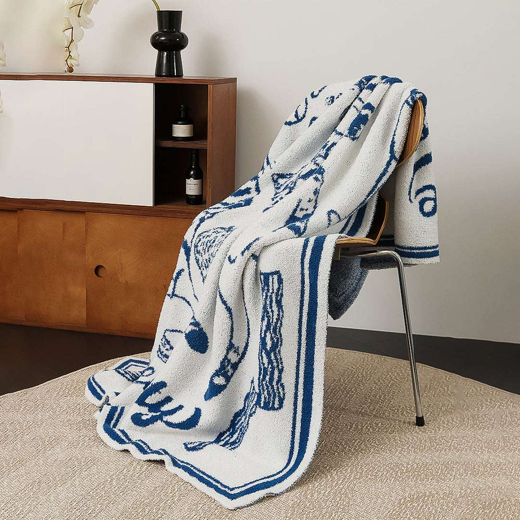 SOGA 2X Off-White Cat Print Throw Blanket 130x160cm Polyester $ 280