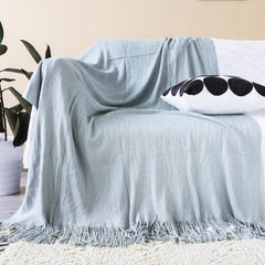 SOGA 2X Grey Acrylic Knitted Throw Blanket Solid Fringed Warm Cozy Woven Cover Couch Bed Sofa Home Decor