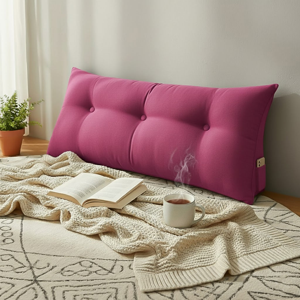 SOGA 2X 100cm Crabapple Red Triangular Wedge Bed Pillow Headboard Backrest Bedside Tatami Cushion Home Decor