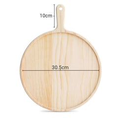 SOGA 2X 12 inch Round Premium  Wooden Pine Food Serving Tray Charcuterie Board Paddle Home Decor