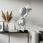 SOGA 86cm White Sculpture – Minimalist Winged Resin Decor for Modern Interiors