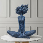 SOGA 59cm Blue Resin Sculpture – Abstract Yoga Girl Home Décor