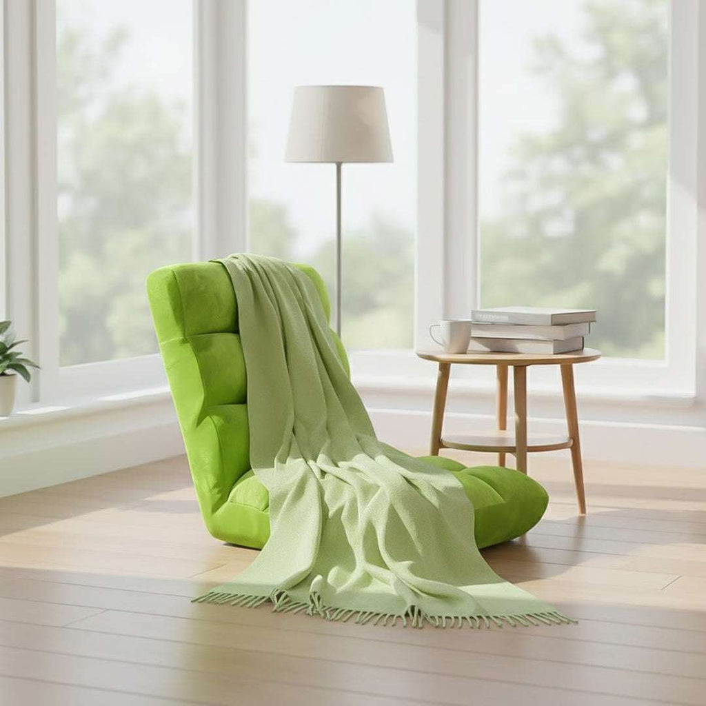 SOGA Home & Living Bundle – Green Acrylic Knitted Throw Blanket & Green Floor Recliner Sofa $ 0
