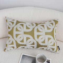 SOGA 35cm Artistic Olive Green White Geometric Pattern Throw Pillow