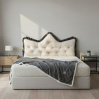 SOGA Home & Living Bundle – Crown Tufted Cream Pillow & Grey Cozy Flannel Throw Blanket