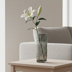 SOGA 30.5cm Handcrafted Grey Glass Vase, Classic Design for Home Decor