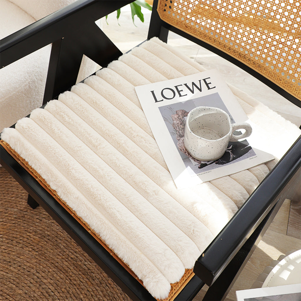 SOGA Cream Corduroy Cushion – Soft Plush Backrest for Home & Office