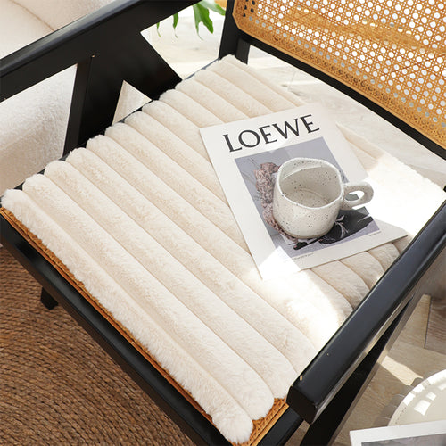 SOGA Cream Corduroy Cushion – Soft Plush Backrest for Home & Office