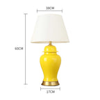 SOGA 2X Oval Ceramic Table Lamp with Gold Metal Base Desk Lamp Yellow