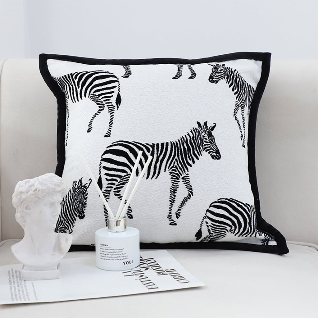 SOGA 45cm Black and White Light  Luxury Zebra Cushion Decorative Square Pillow Living Room