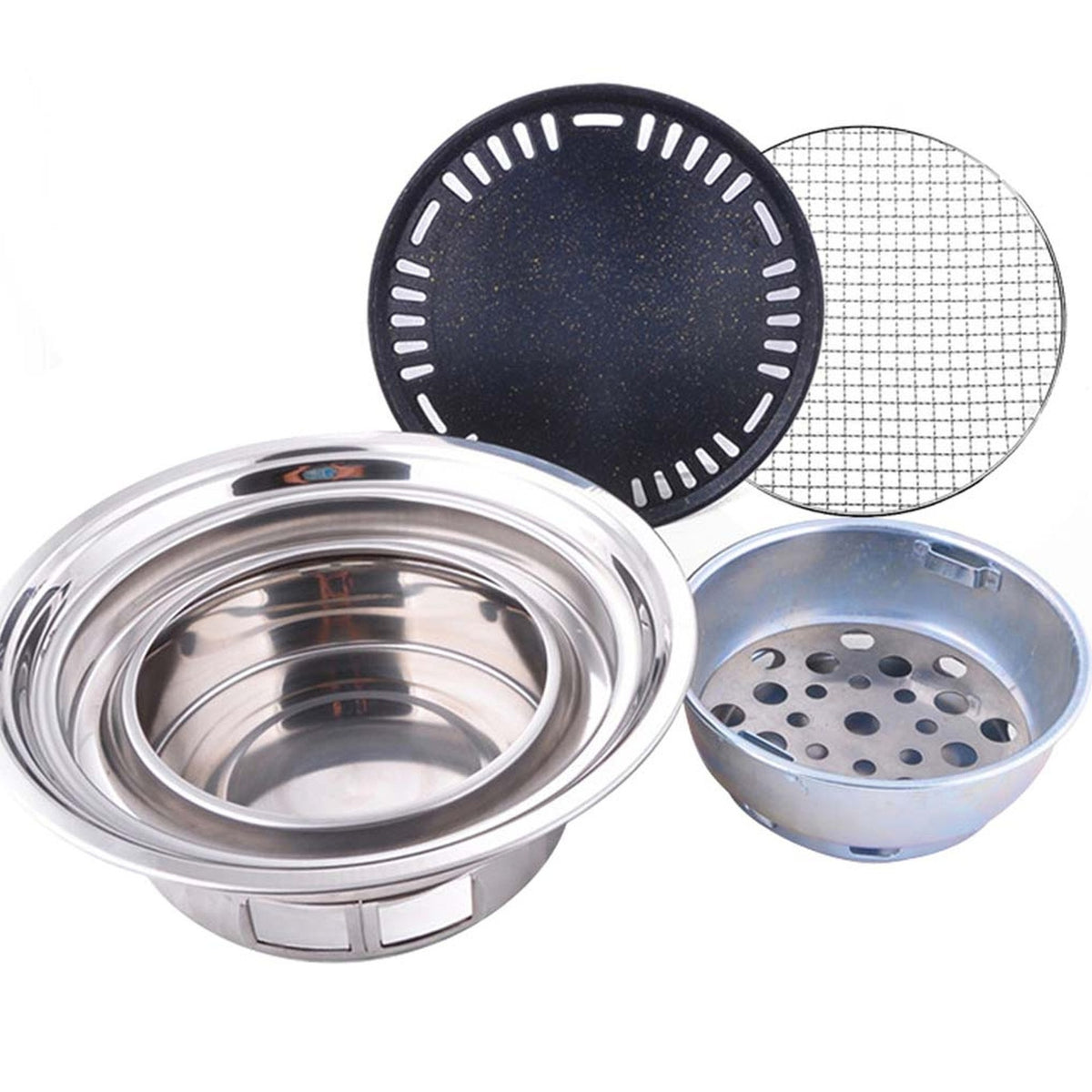 SOGA 2x BBQ Grill Stainless Steel Portable Smokeless Charcoal Grill Home Outdoor Camping