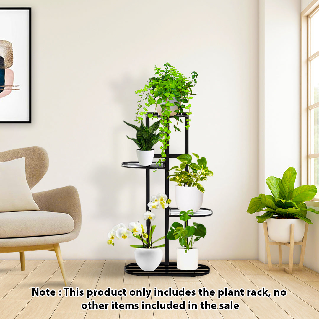 SOGA 2X 4 Tier 5 Pots Black Metal Plant Rack Flowerpot Storage Display Stand Holder Home Garden Decor