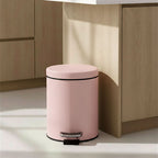 SOGA Foot Pedal Stainless Steel Rubbish Recycling Garbage Waste Trash Bin Round 7L Pink
