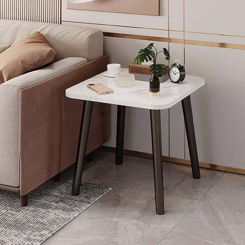 SOGA 2X 40cm White Ceramic Table Stone Pattern Compact Modern Design with Black Legs