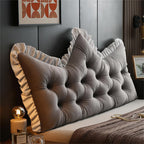 SOGA 2x150cm Crown Pillows Tufted Grey Headboard Cushion Set