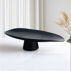 SOGA 46cm Black Ceramic Decorative Plate on Pedestal Stand