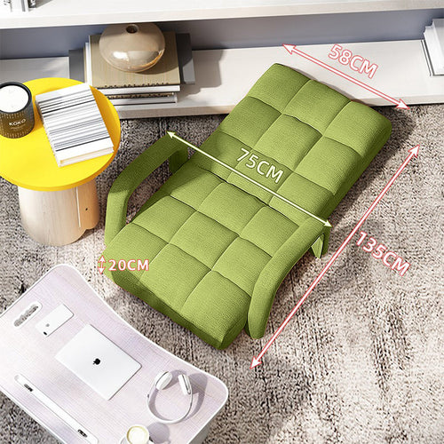 SOGA 2X Foldable Lounge Cushion Adjustable Floor Lazy Recliner Chair with Armrest Yellow Green