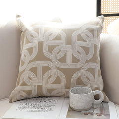 SOGA 2X 50cm Throw Pillow Beige Interlocking Geometric Pattern Modern Accent for Home Décor