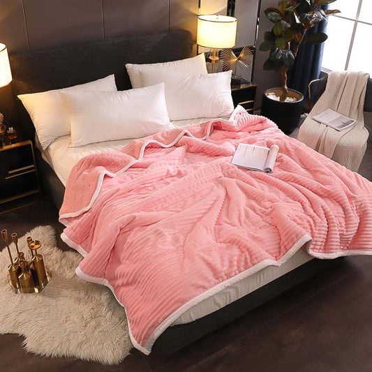 SOGA Throw Blanket Warm Cozy Double Sided Thick Flannel Coverlet Fleece Bed Sofa Comforter Pink