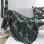SOGA Olive Green Zebra Print Throw Blanket 130x180cm 100% Cotton