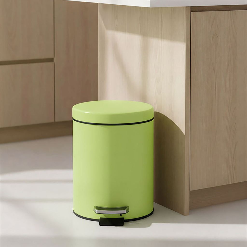 SOGA 2X Foot Pedal Stainless Steel Rubbish Recycling Garbage Waste Trash Bin Round 12L Green