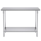 SOGA 2-Tier Commercial Catering Kitchen Stainless Steel Prep Work Bench Table 120*70*85cm