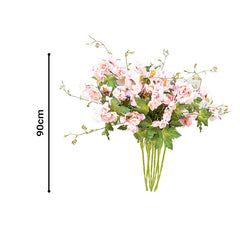 SOGA 8 Bunch Artificial Silk Hibiscus 3 Heads Flower Fake Bridal Bouquet Table Decor Pink