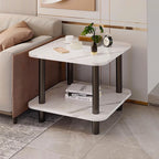 SOGA 2X 60cm White Ceramic Side Table Stone Pattern Modern Design
