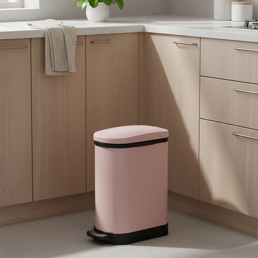 SOGA Foot Pedal Stainless Steel Rubbish Recycling Garbage Waste Trash Bin 10L U Pink