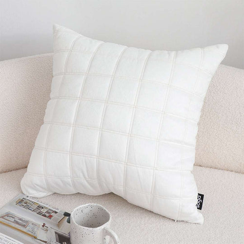 SOGA Quilted Cushion 50cm White Grid Pattern Soft Padded Decorative Throw Pillow $ 61