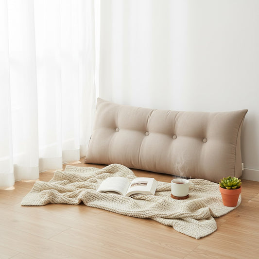 SOGA 120cm Beige Triangular Wedge Bed Pillow Headboard Backrest Bedside Tatami Cushion Home Decor