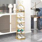 SOGA 2X 6 Tier Bunny Ears Gold Plated Metal Shoe Organizer Space Saving Portable Footwear Storage Shelf