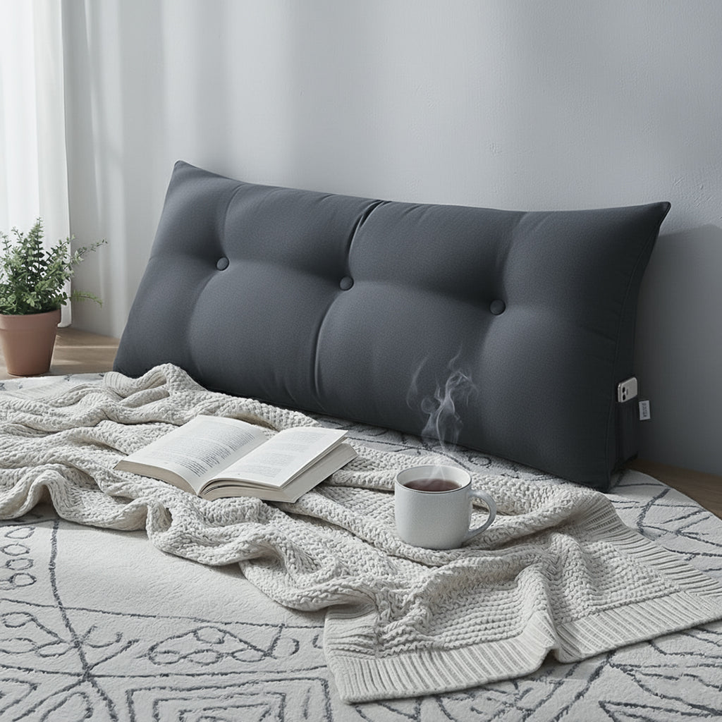 SOGA 100cm Dark Grey Triangular Wedge Bed Pillow Headboard Backrest Bedside Tatami Cushion Home Decor