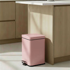 SOGA 4X Foot Pedal Stainless Steel Rubbish Recycling Garbage Waste Trash Bin Square 6L Pink