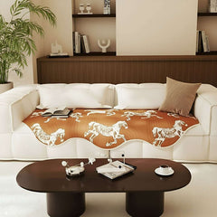 SOGA Four-Seater Orange Horse Print 90x260cm Throw Blanket Sofa Cover $ 144