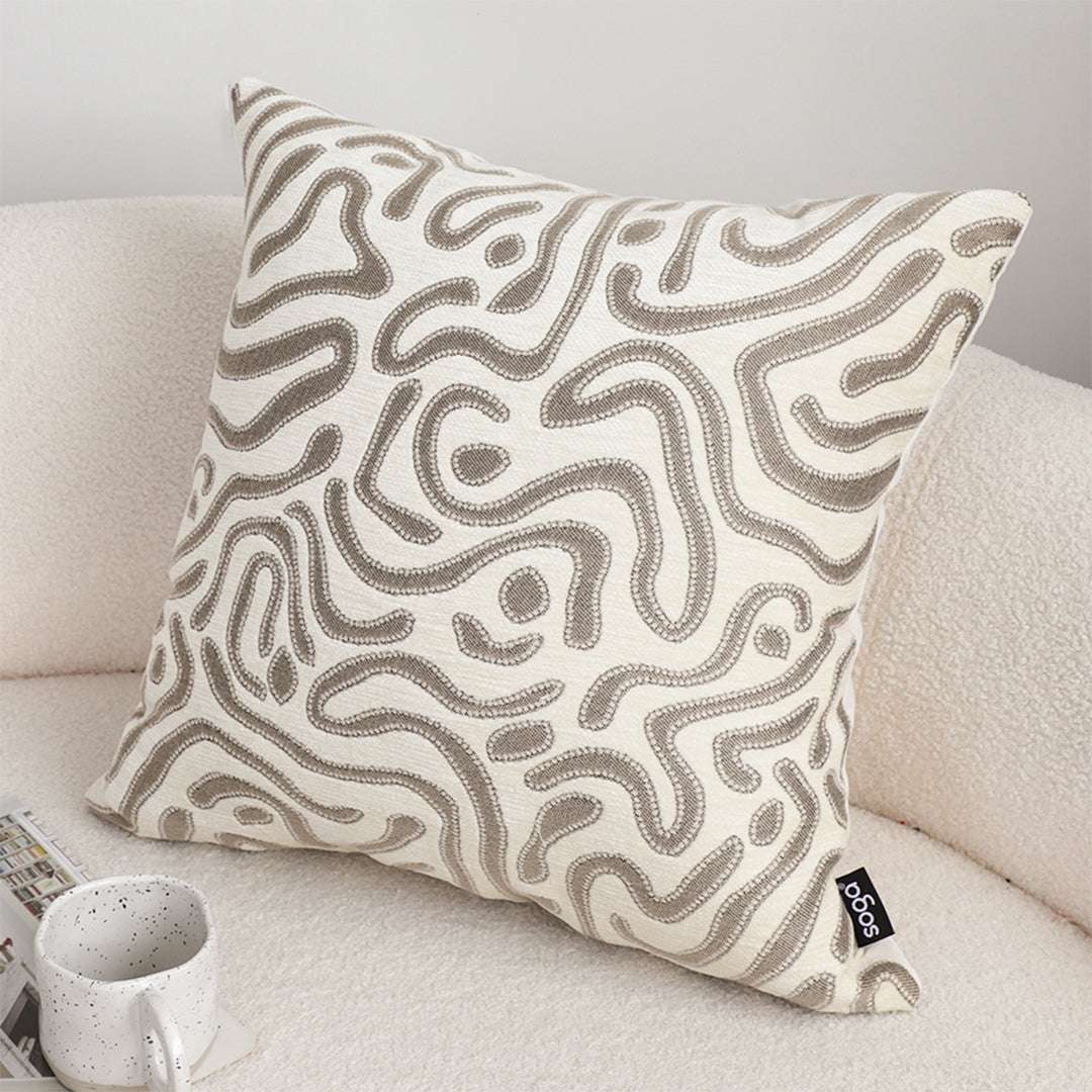 SOGA 2X 50cm Gray White Abstract Swirl Pattern Decorative Throw Pillow $ 140