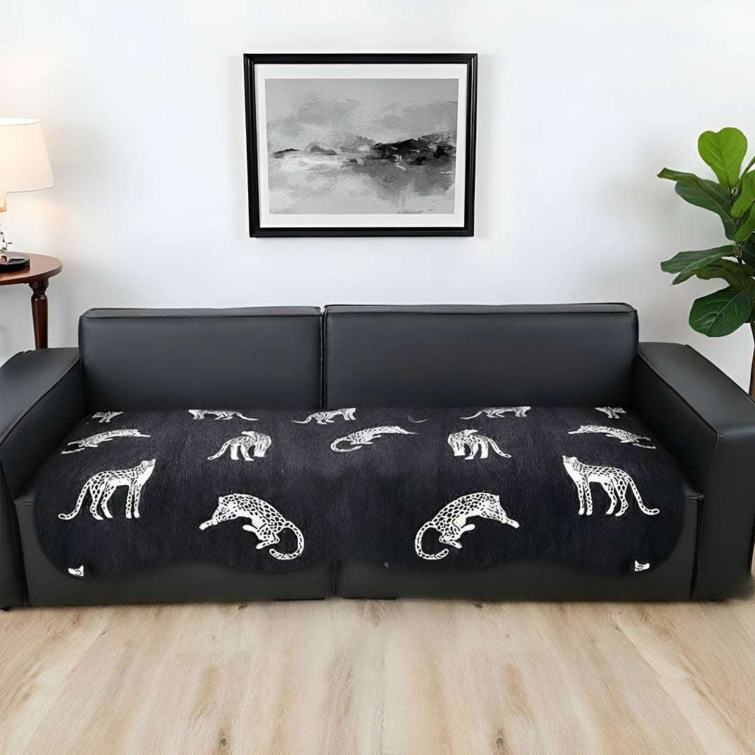 SOGA Four-Seater Black Leopard Print 90x260cm Throw Blanket Sofa Cover $ 122