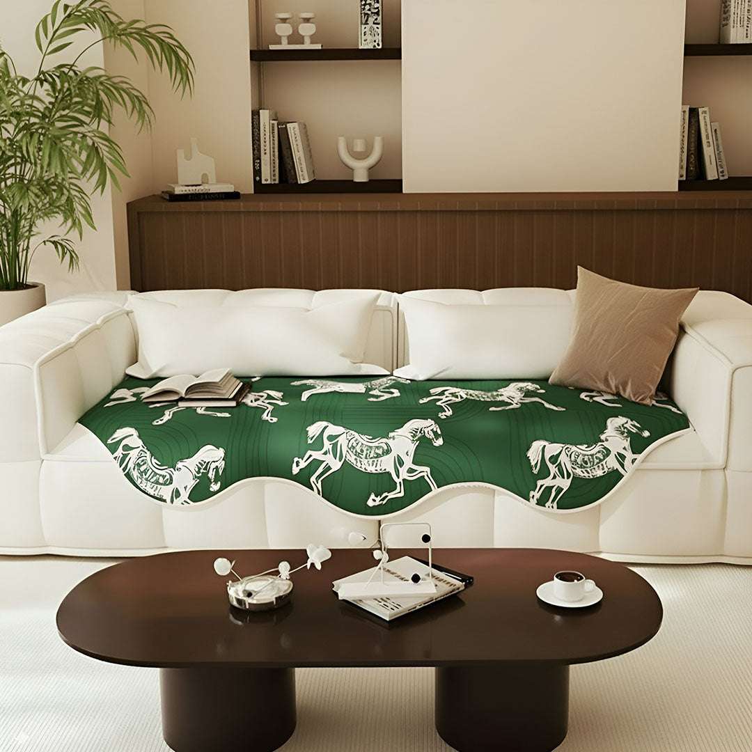 SOGA Three-Seater Green Horse Print 90x210cm Throw Blanket Sofa Cover $ 125