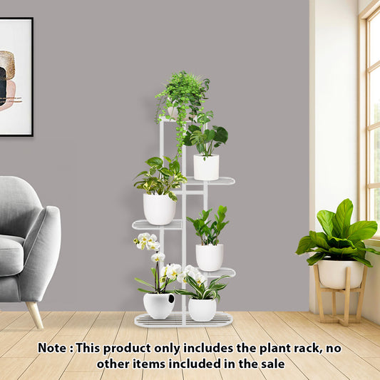 SOGA 5 Tier 6 Pots White Metal Plant Rack Flowerpot Storage Display Stand Holder Home Garden Decor