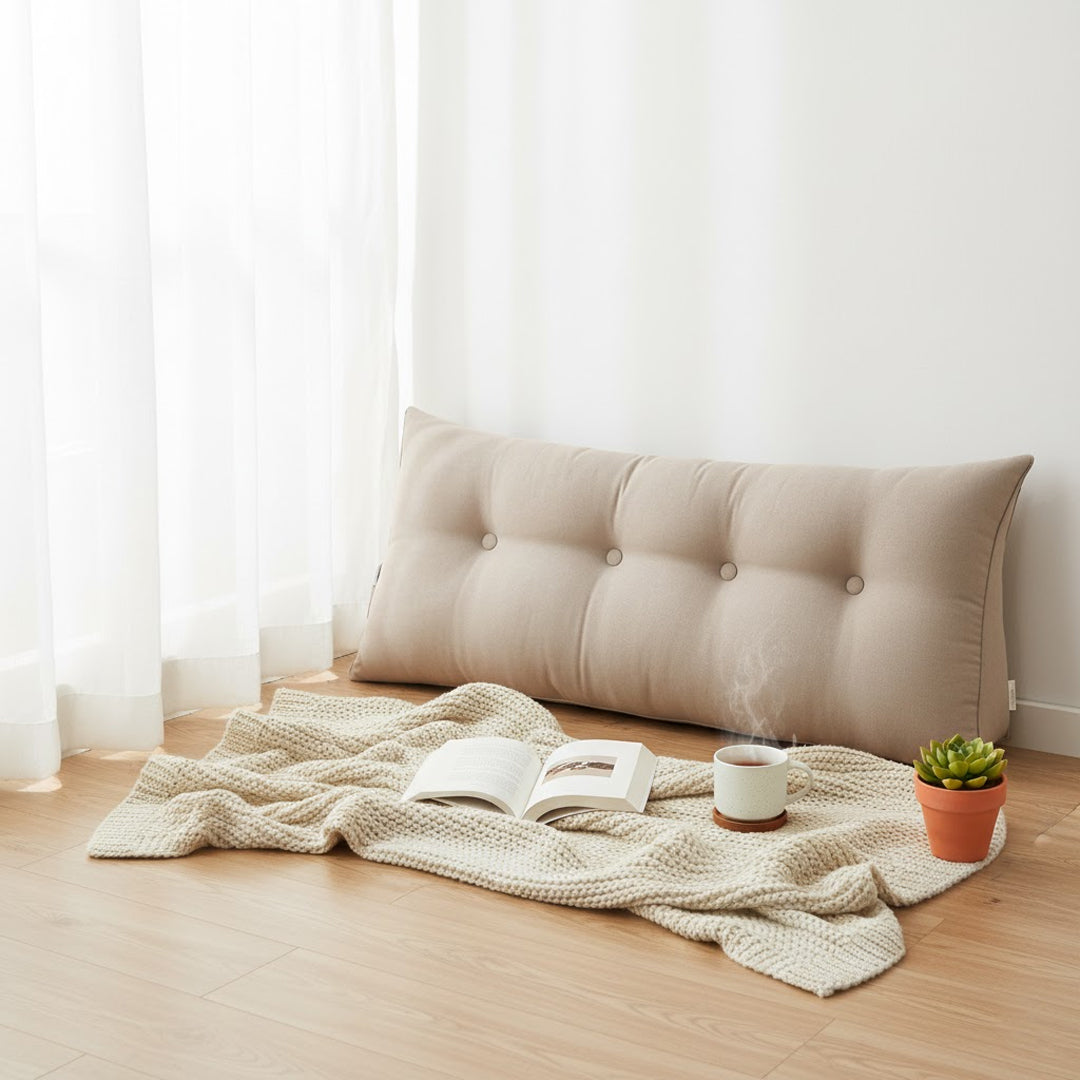 SOGA 4X 120cm Beige Triangular Wedge Bed Pillow Headboard Backrest Bedside Tatami Cushion Home Decor