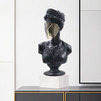 SOGA 45cm Black Resin Bust – Gold Striped Mask Home Sculpture $ 177