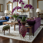SOGA 67cm Purple Glass Tall Floor Vase with Metal Flower Stand